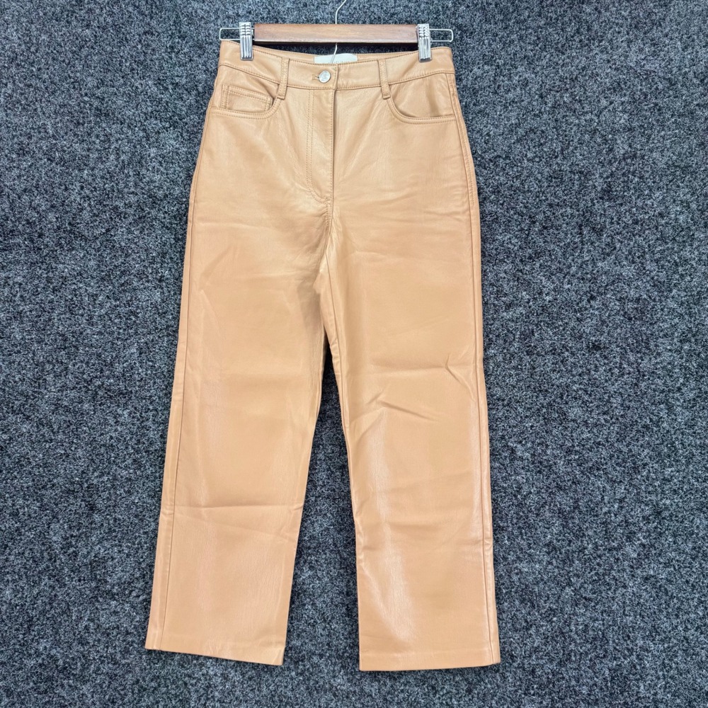 Wilfred Aritzia The Melina Vegan Leather Pants Tan Camel High Waist Straight 2
